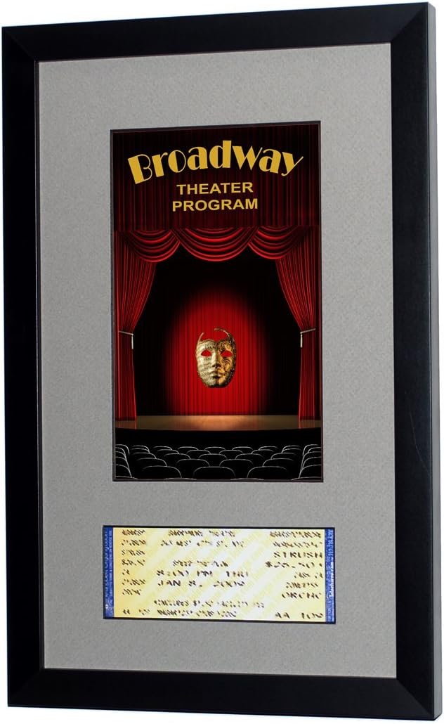 Broadway Playbill – Marco de boleto (programa – boleto, negro satinado – tapete gris)