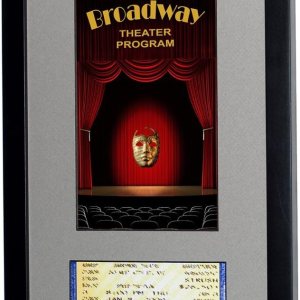 Broadway Playbill – Marco de boleto (programa – boleto, negro satinado – tapete gris) Broadway Playbill – Marco de boleto (programa – boleto, negro satinado – tapete gris)