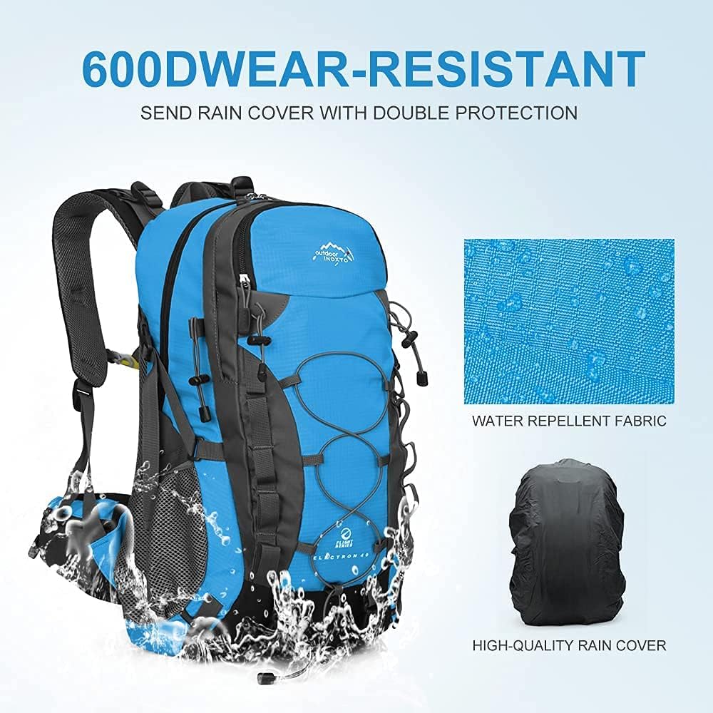 INOXTO Mochila de senderismo ligera 35L40L Mochila de senderismo con cubierta impermeable para viajes Camping al aire libre Hombres y mujeres