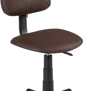 VECELO Silla pequeña de escritorio con ruedas para computadora, sin brazos, respaldo bajo, piel sintética, con ruedas de 360 de altura ajustable VECELO Silla pequeña de escritorio con ruedas para computadora, sin brazos, respaldo bajo, piel sintética, con ruedas de 360 de altura ajustable