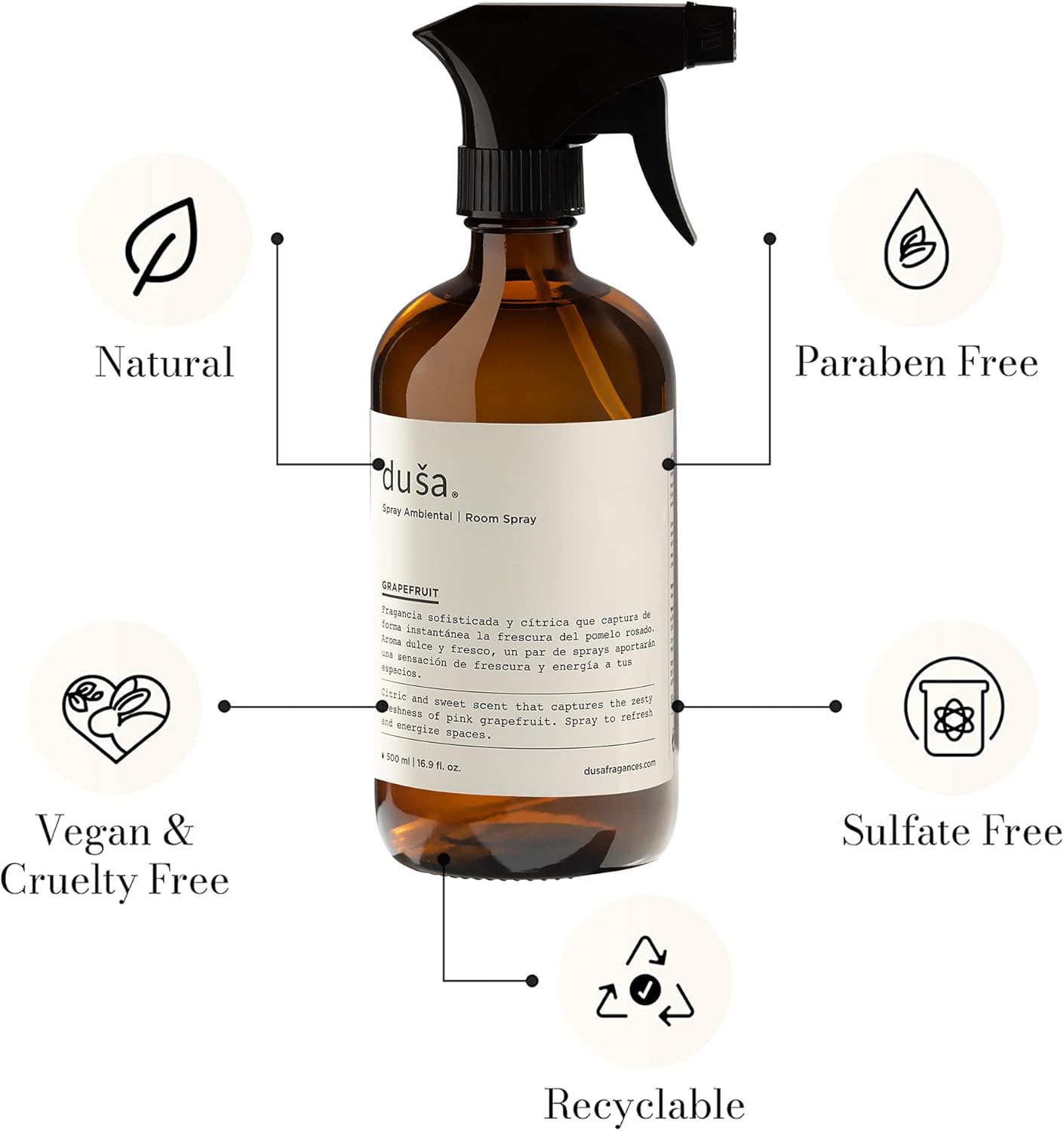Dusa Baies Room Spray  16.9 onzas líquidas  La mejor fragancia para el hogar, artículos esenciales para el dormitorio y tela calmante  Ambientador