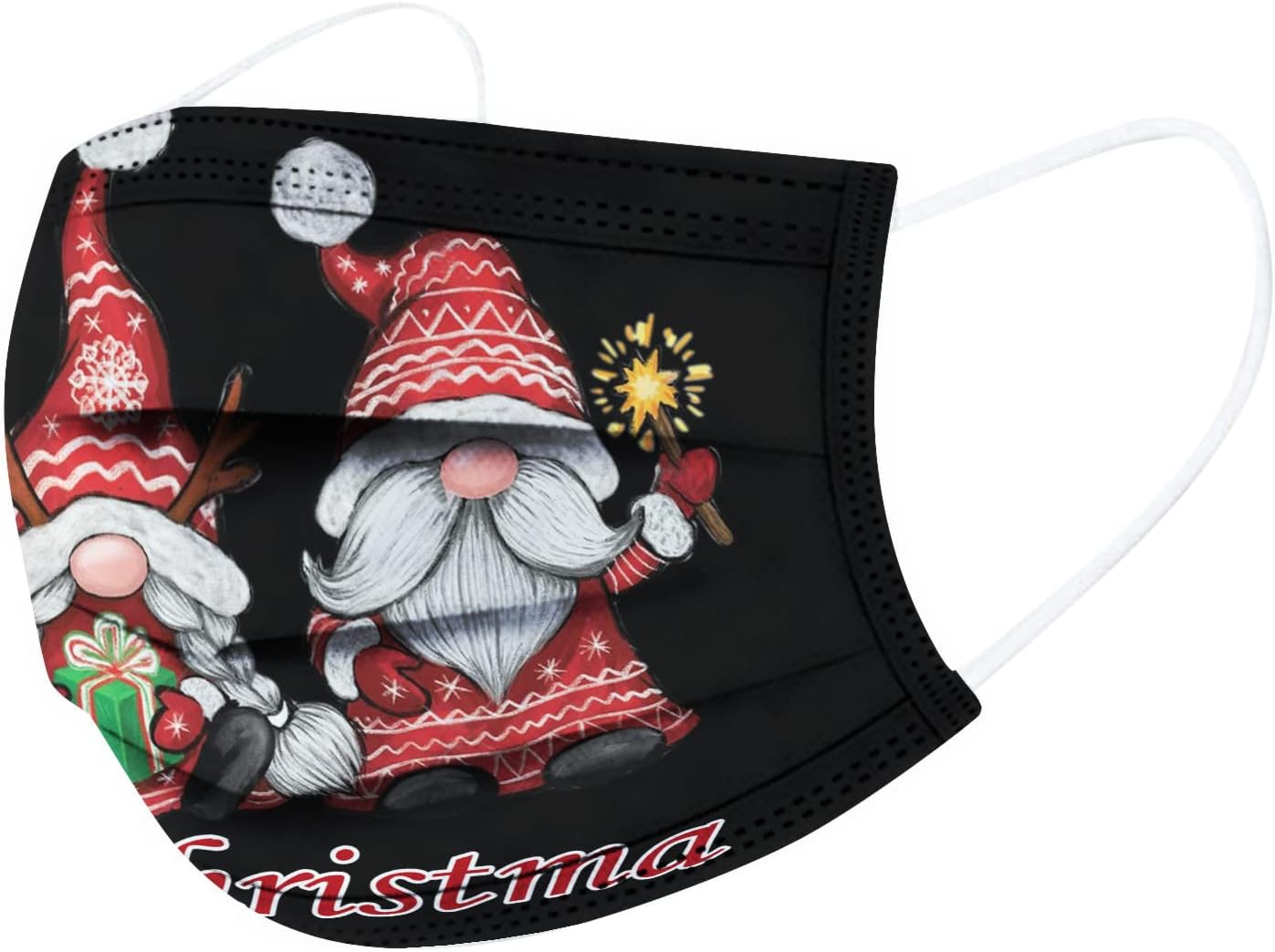 50 mascarillas desechables de Navidad para adultos, 3 capas, transpirables, protectoras, desechables, con diseño de ciervo de Papá Noel
