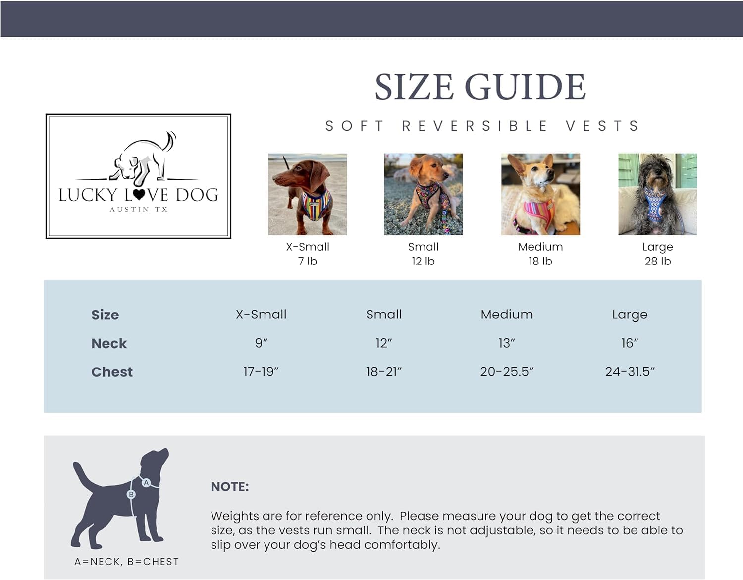 Lucky Love Dog, Chalecos suaves y reversibles, elegante accesorio para perro (hippie, pequeño)