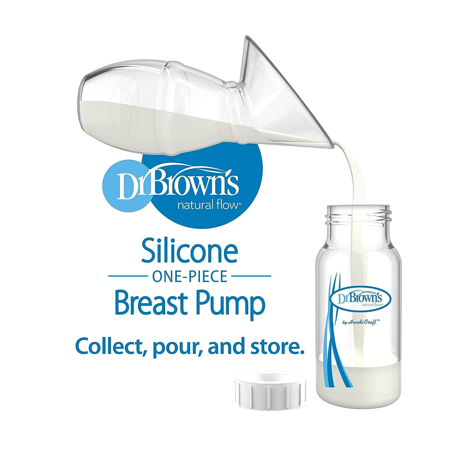 Dr. Brown’s Natural Flow MilkSPA – Calentador de leche materna y biberón con extractor de leche de silicona de una sola pieza, recogedor de leche