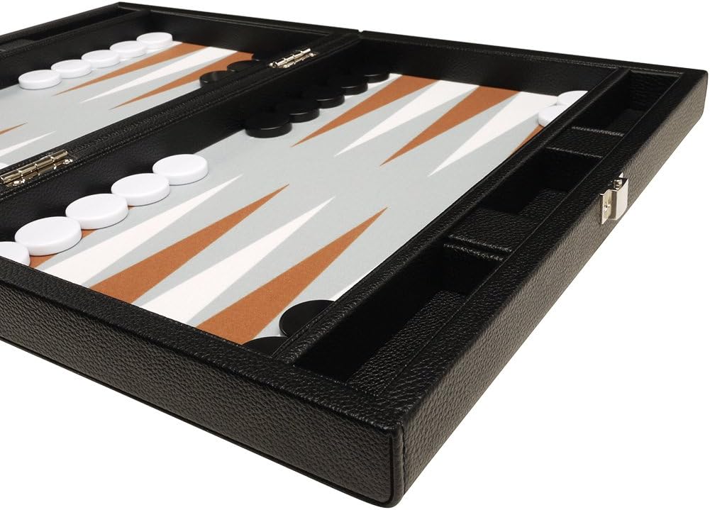 Juego de Backgammon Premium de 13 pulgadas, tamaño de viaje, pizarra negra, blanco y puntos de ron