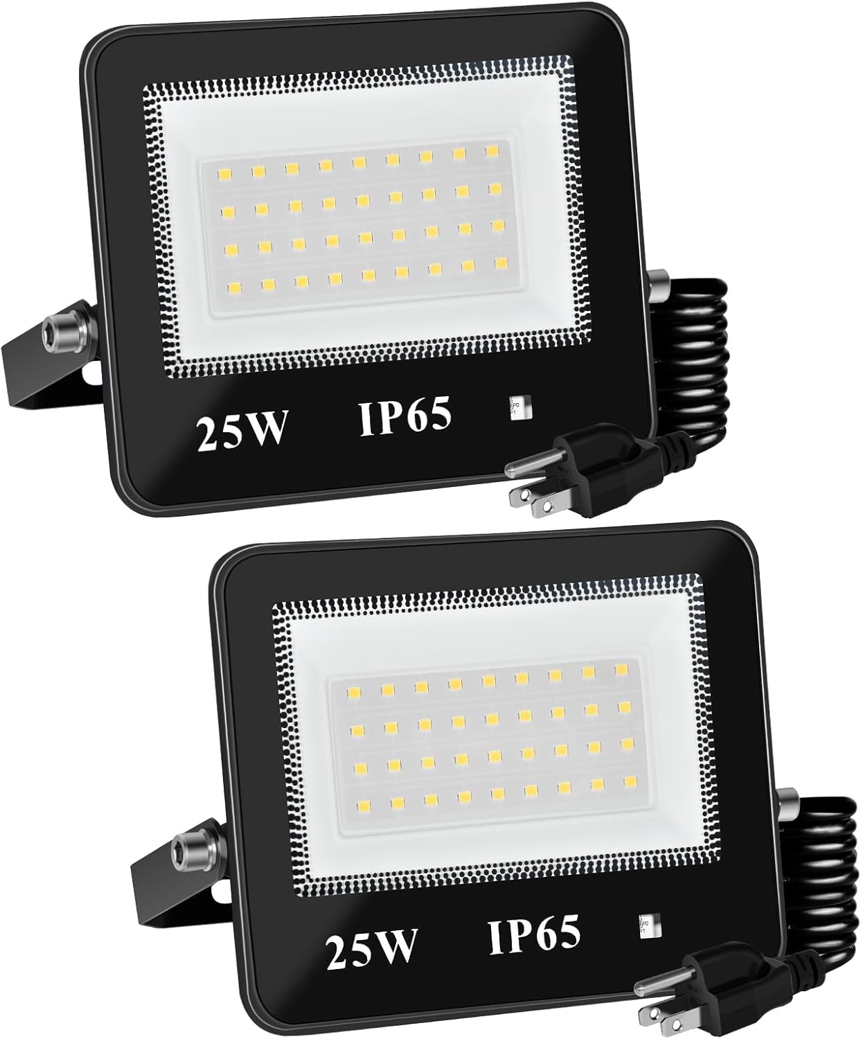 Luz de inundación LED para exteriores, paquete de 25 W enchufables con sensor de movimiento con cable de 5 pies, luces de seguridad de 120 V con