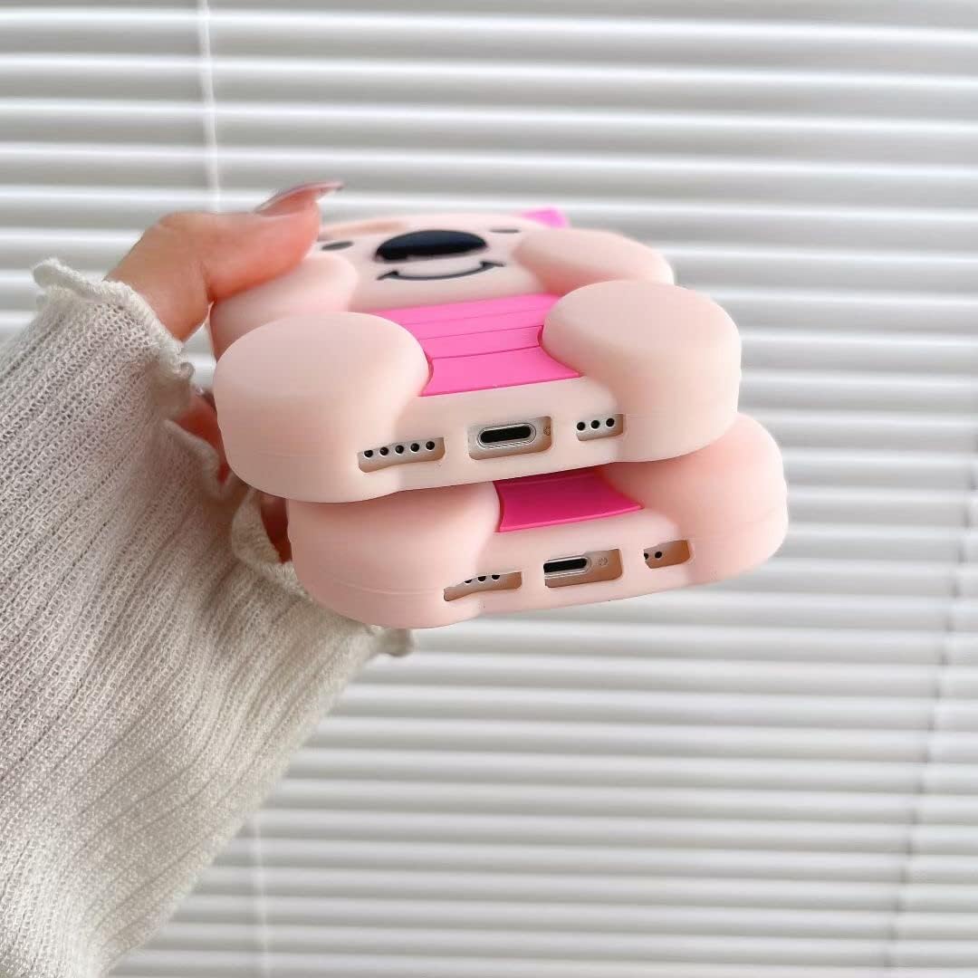 Funda de cerdo de dibujos animados, 3D lindo cerdito de goma de silicona suave, a prueba de golpes, cubierta trasera de gel protectora para niños y