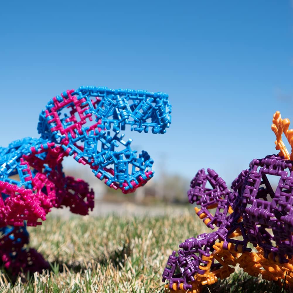 That Hinge Toy – Juego de 150 piezas morado + verde, dinosaurio + más juguete de construcción STEM