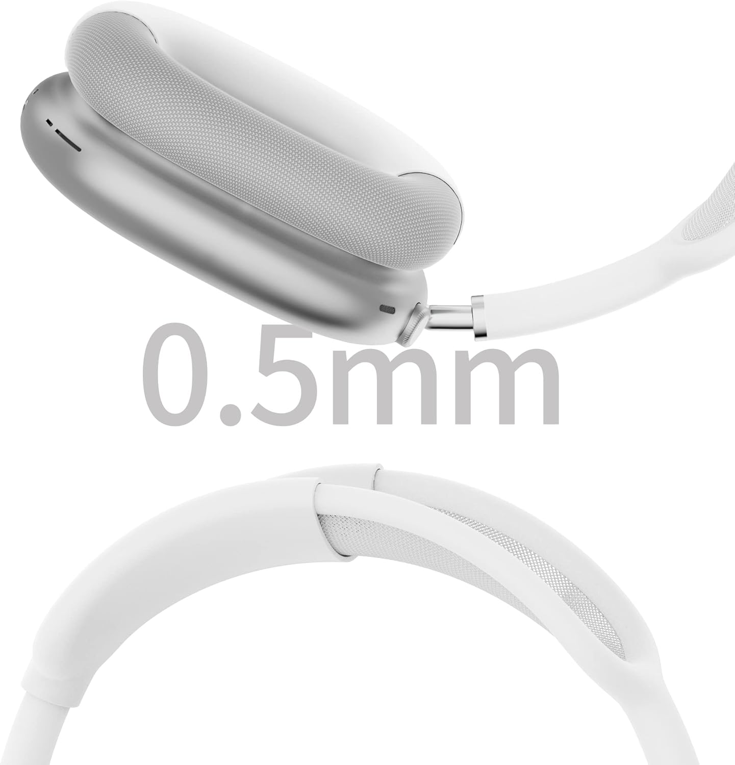 Tucana Fundas de silicona compatibles con AirPods Max, cubierta superior + cubierta para auriculares (blanco)
