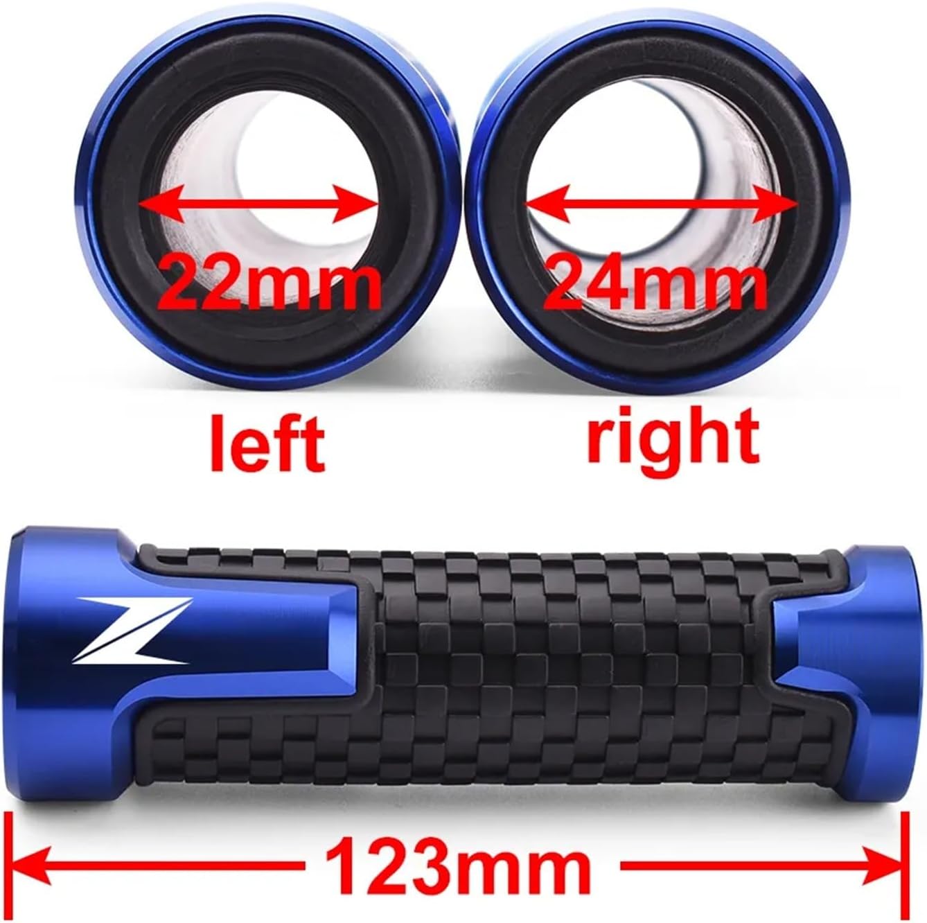 ByoBLu Empuñaduras de manillar de motocicleta de goma de aluminio compatible con Kawasaki Z Z900 Z800 Z750 Z650 Z300 Z1000 Z400 Z1000SX