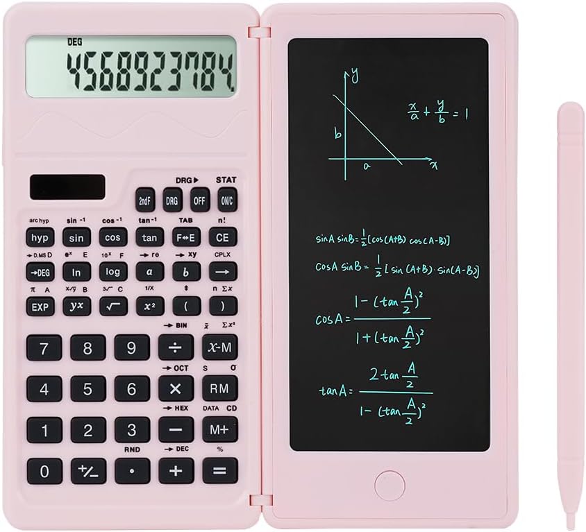 Calculadoras científicas para escuela secundaria y secundaria, energía solar y de batería con bloc de notas para la escuela, calculadora digital de