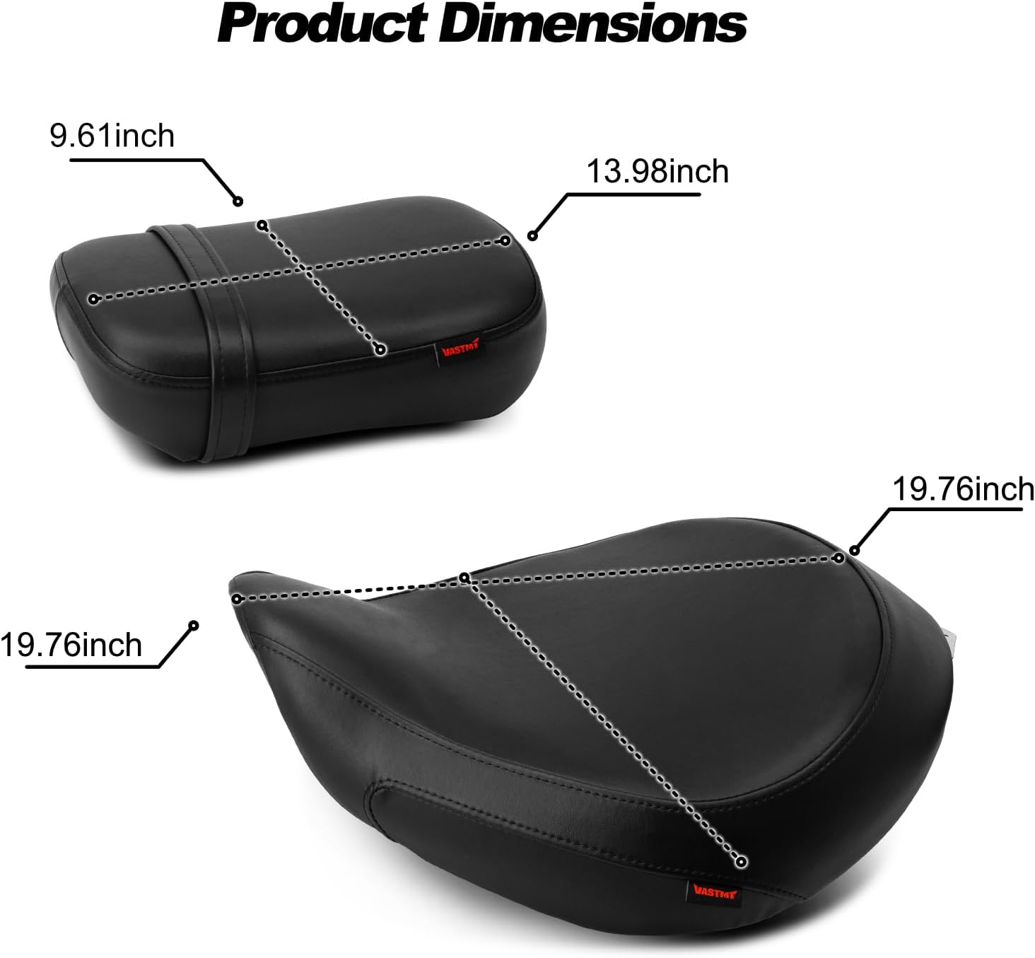 Asiento de pasajero de motocicleta con patrón de diamante costuras para Honda Shadow ACE VT750 VTC750C VTC750CD 1998 1999 2000 2001 2002 2003