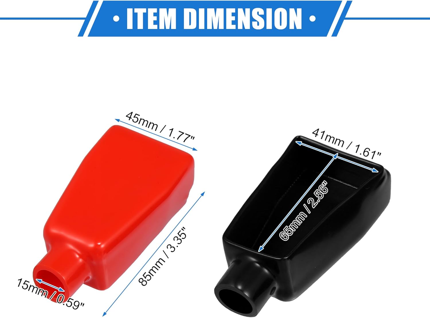 VekAuto 1 par de cubiertas de aislamiento de terminales de batería, 0.591 in, 0.59 pulgadas, ID 2.559 in x 1.614 in, tapa universal para poste de
