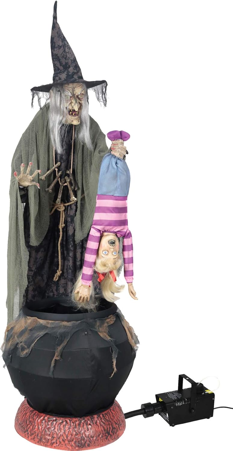 Seasonal Visions Prop de bruja animada con máquina de niebla