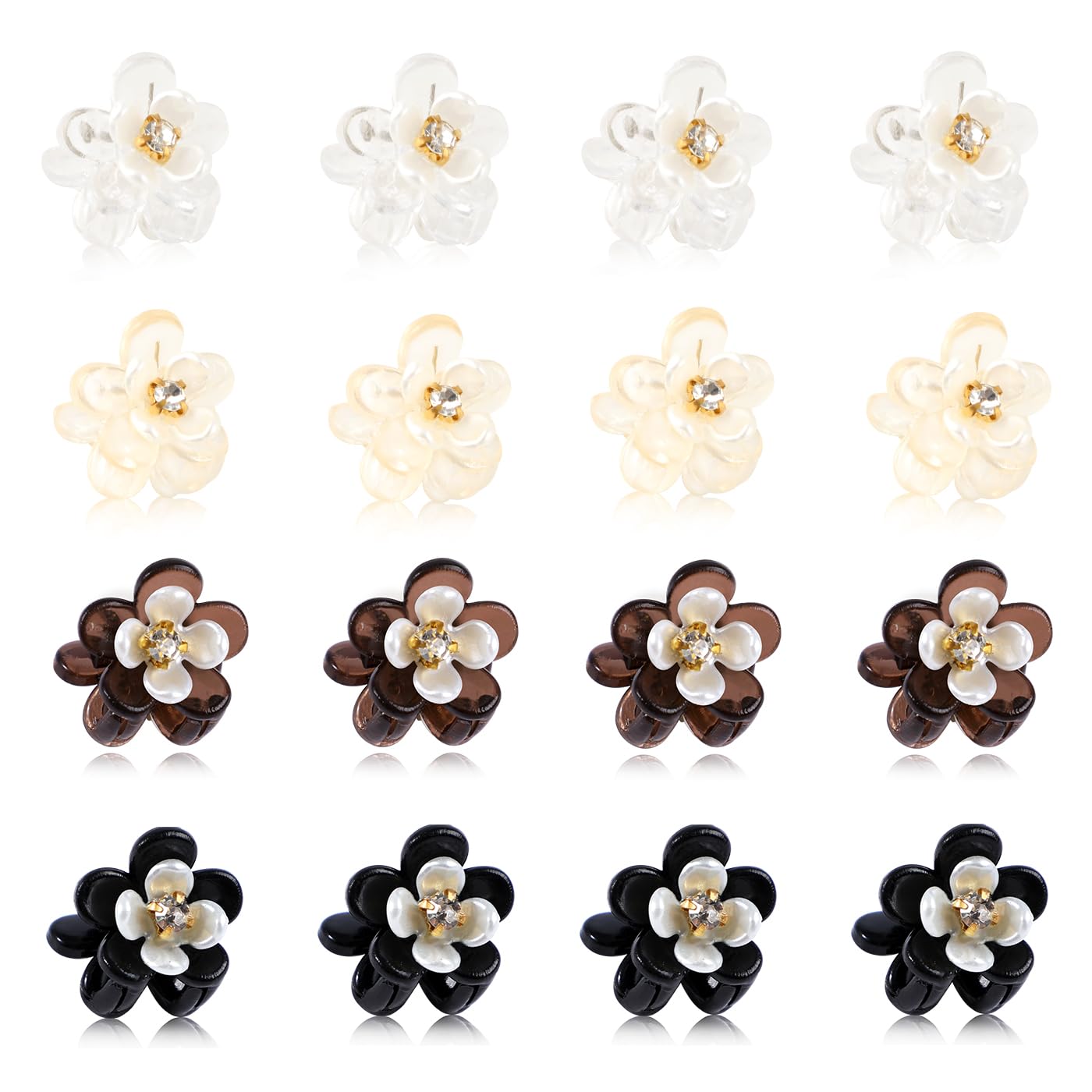 CWJCYTNSN 16 pinzas para el pelo de flores pequeñas para mujeres y niñas, pinzas de plástico de 0.6 pulgadas, bonitas abrazaderas de flores para