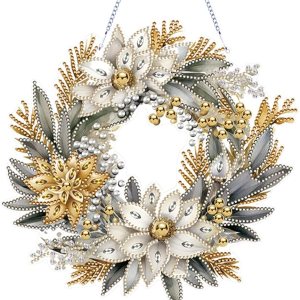 AZURAOKEY Cartel colgante de corona de pintura de diamantes de Navidad, kit de arte de diamantes de forma especial, adorno de corona de acrílico, AZURAOKEY Cartel colgante de corona de pintura de diamantes de Navidad, kit de arte de diamantes de forma especial, adorno de corona de acrílico,