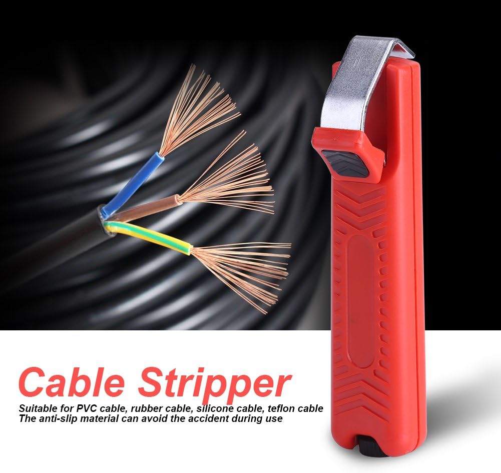 Pelacables, herramienta de corte de pelado de alambre de plástico rojo para 0.315-1.102 in de PVC de goma de cable de extracción precisa de la