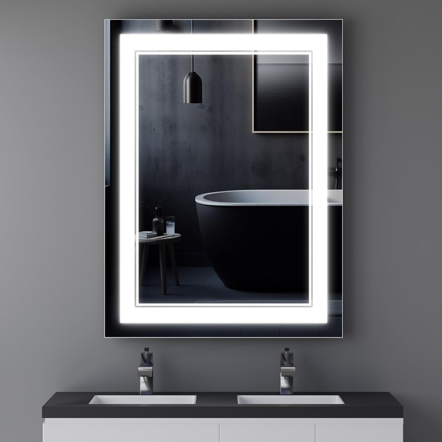 Espejo de baño LED de 30 x 18 pulgadas, espejo de tocador de baño, espejo de baño antivaho montado en la pared con luces, espejo de tocador, espejos