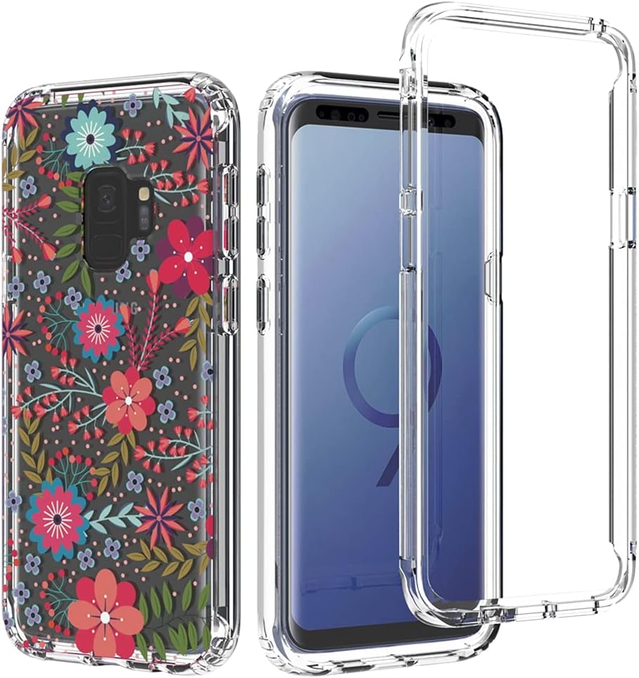 Vokuha Funda para Galaxy S9, Samsung S9 para niñas, bonita funda de TPU transparente floral a prueba de golpes para Samsung Galaxy S9 (estampados