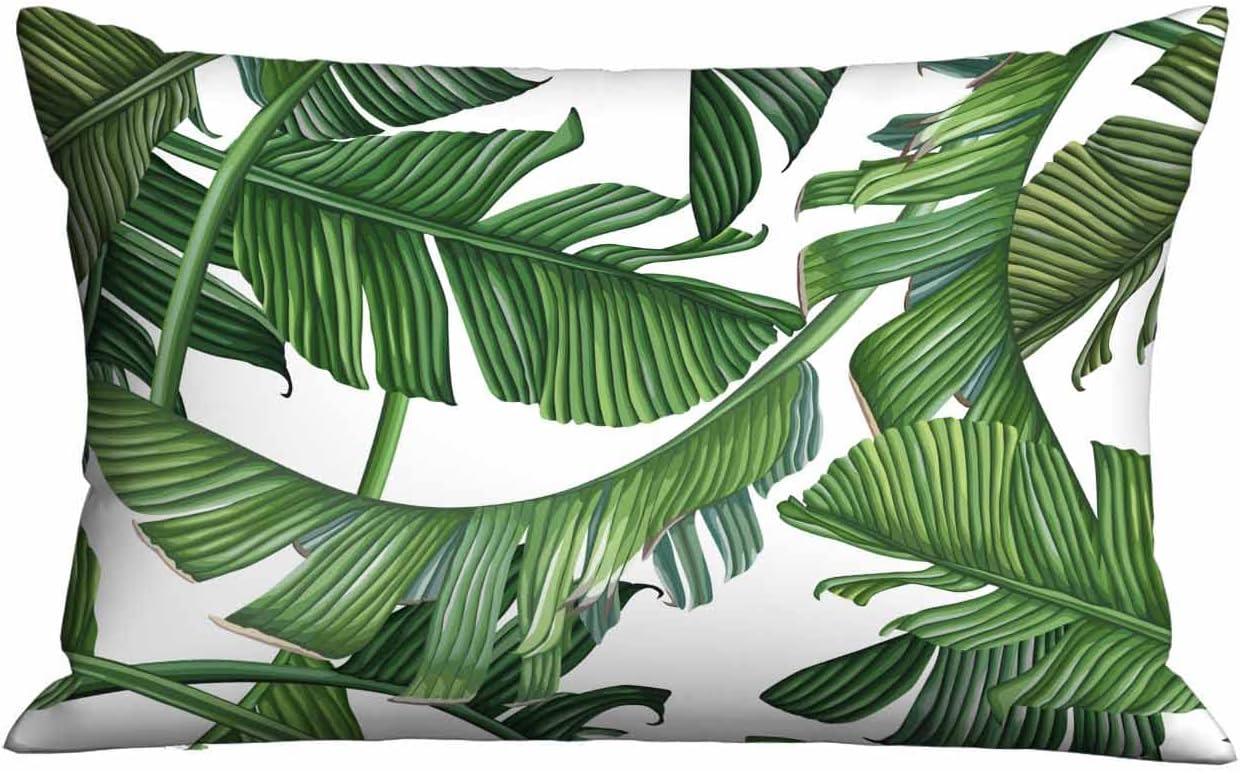 Funda de almohada con hojas de palma, jungla densa, funda de cojín decorativa para el hogar, rectangular, 20 x 30 pulgadas, fundas de almohada