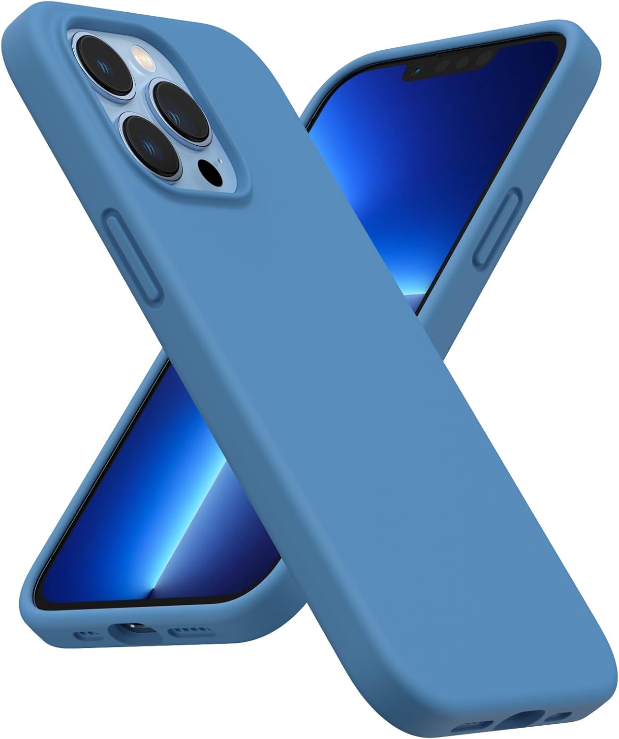 ORNARTO Funda de silicona líquida a prueba de golpes diseñada para iPhone 13 Pro, protección integral de goma de gel, protección contra caídas, 6.1
