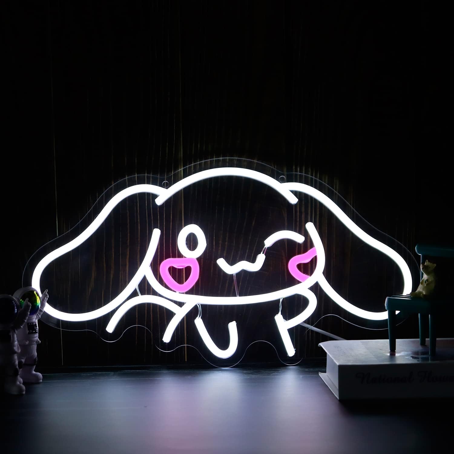 Cinnamoroll – Letrero de neón con alimentación USB para decoración de habitaciones, personaje de dibujos animados japoneses, perro de caricatura,