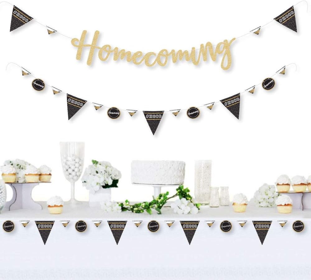 Big Dot of Happiness Hoco Dance – Decoración de pancarta de regreso a casa, 36 recortes de pancartas y letras de pancarta de regreso a casa con