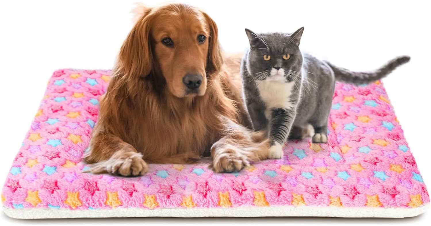 Mora Pets Almohadilla para jaula para perros, cama ultrasuave para mascotas con bonito estampado de estrellas, tapete lavable para perros grandes,