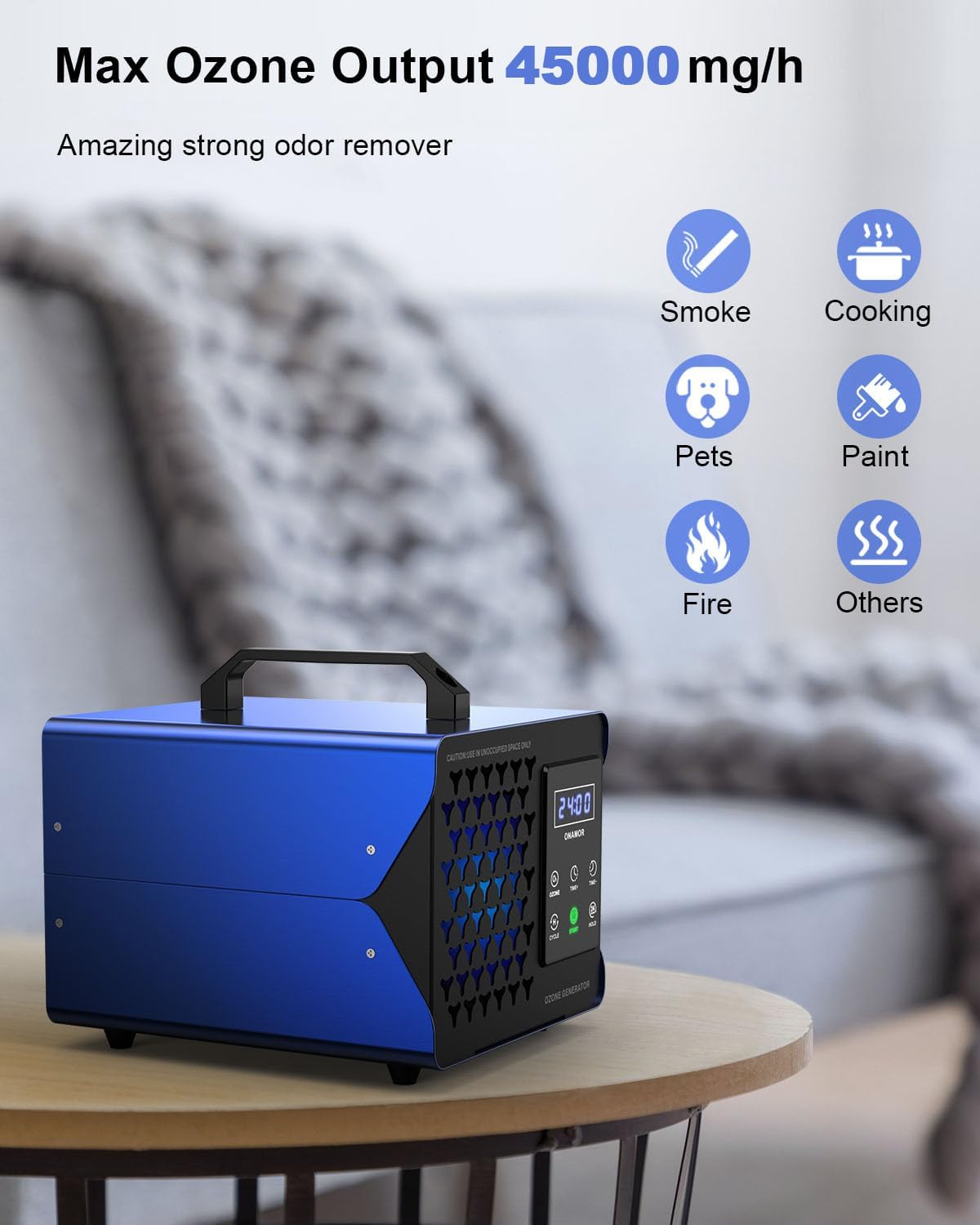 Generador digital de ozono eliminador de olores de 30000 mgh, eliminación de olores de máquina de ozono de alta capacidad, eliminador de olores de
