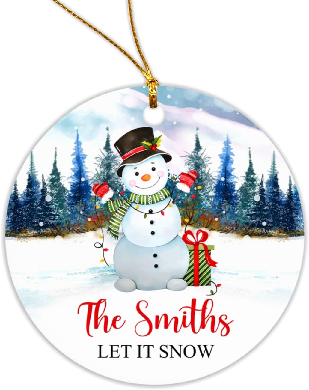 Adorno de Navidad personalizado Let It Snow 2024, adorno de muñeco de nieve de Navidad, regalo de recuerdo para nietos, regalo de muñeco de nieve