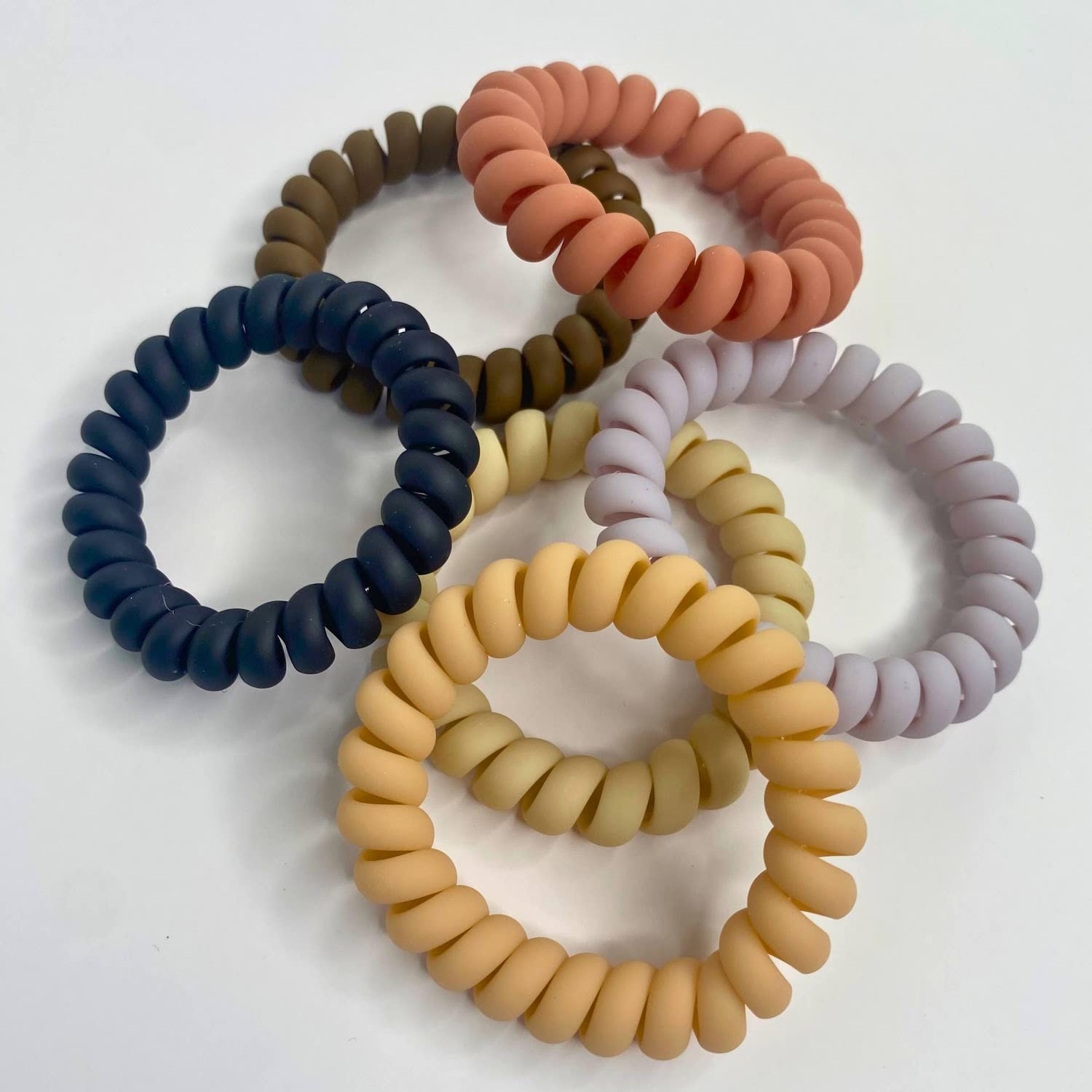 Lazos para el cabello en espiral, 6 unidades, sin pliegues, bandas para el cabello en espiral, coleteros de plástico para teléfono, bandas para el