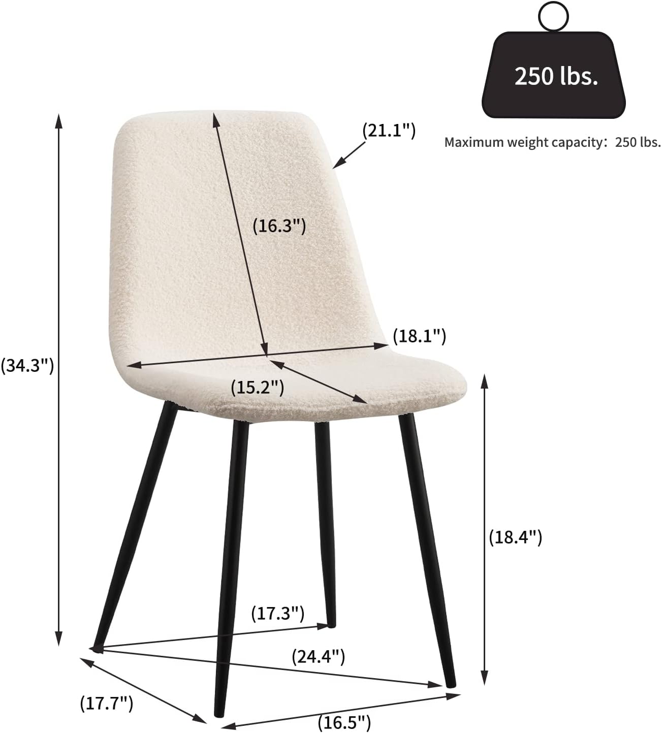 Juego de 4 sillas de comedor de terciopelo, juego de 4 sillas de cocina de terciopelo blanco, sillas de tocador tapizadas, elegantes sillas