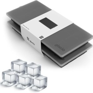 Glacio Bandejas pequeñas de silicona para cubitos de hielo con tapas, sin BPA, moldes de hielo flexibles para cócteles y bebidas, juego de 2 Glacio Bandejas pequeñas de silicona para cubitos de hielo con tapas, sin BPA, moldes de hielo flexibles para cócteles y bebidas, juego de 2