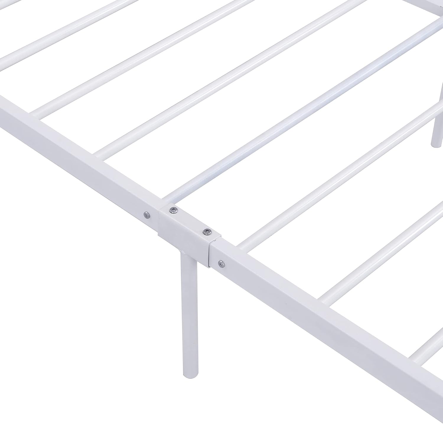 Ucloveria Base de cama de tamaño matrimonial con cabecera y estante de almacenamiento de 2 niveles, marco de cama moderno de metal y madera con