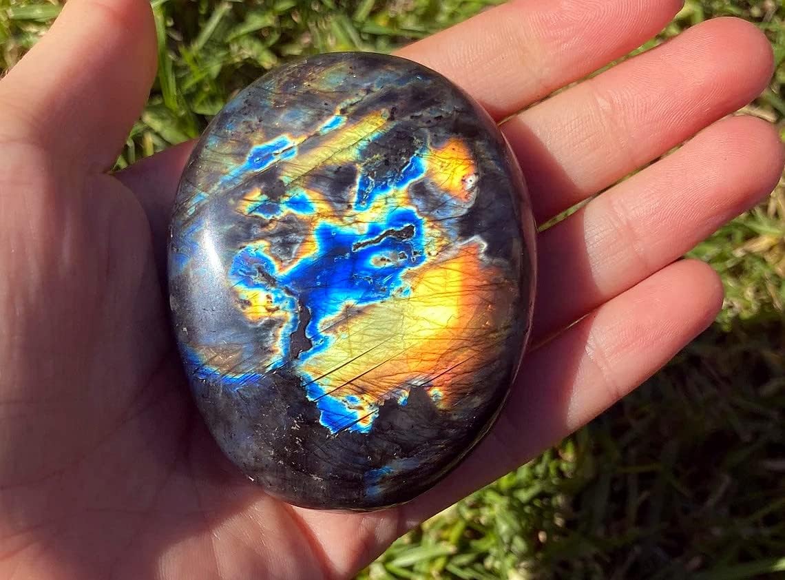 Zenkeeper Piedra de palma grande natural para preocupaciones pulida piedra de bolsillo para curación de cristales, alivio de ansiedad y estrés