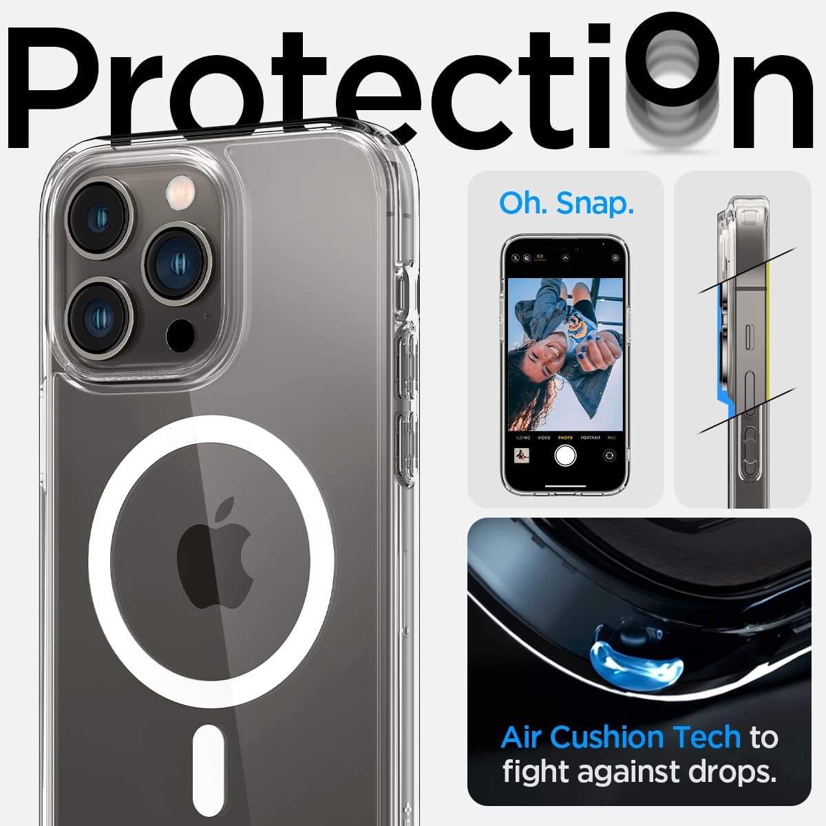 Spigen Funda ultra híbrida (MagFit) diseñada para iPhone 14 Pro Max y ultra híbrida diseñada para AirPods Pro de 2 generación