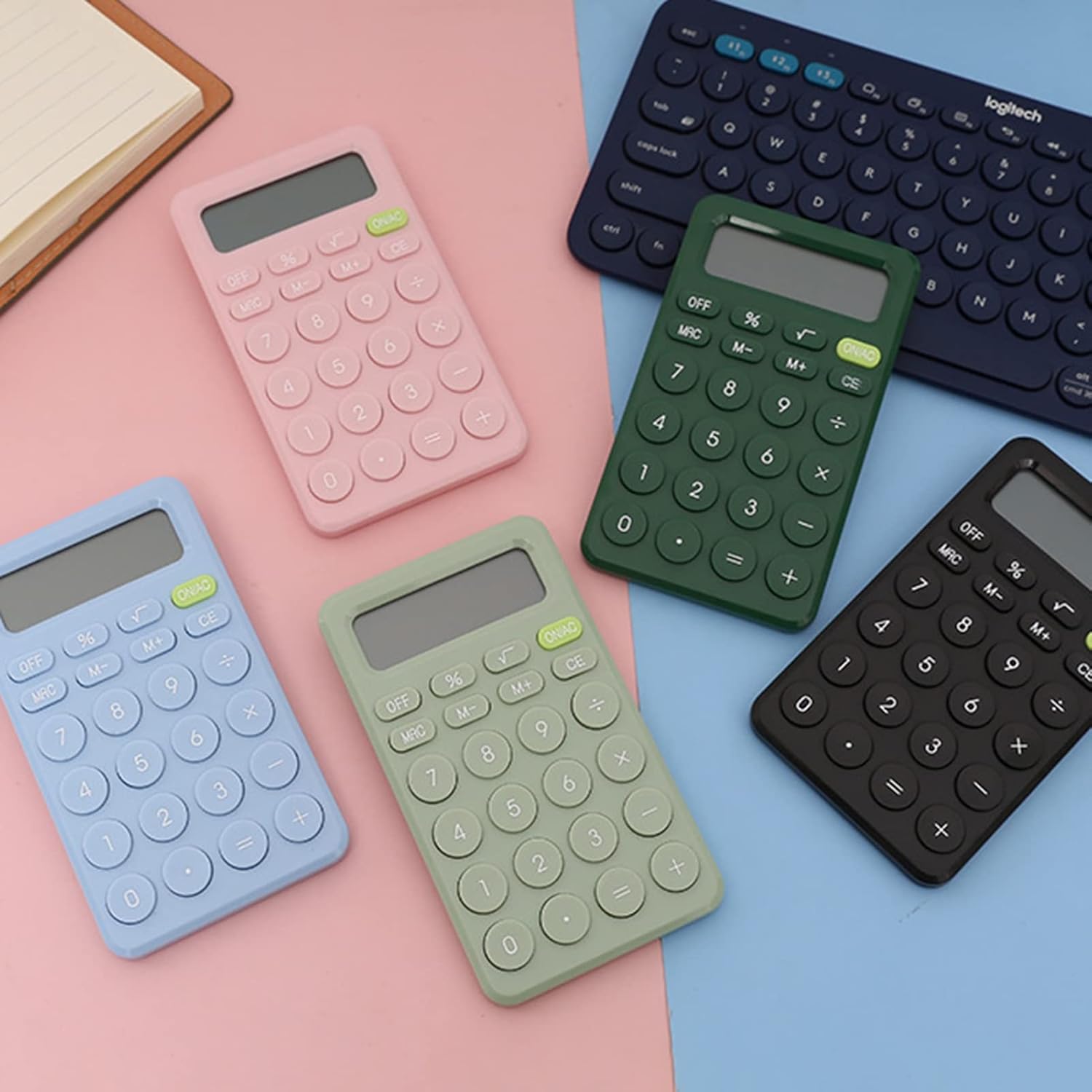 Altsuceser Calculadora de escritorio de 8 dígitos con pantalla LCD grande y botón sensible, mini calculadora de batería, función estándar para
