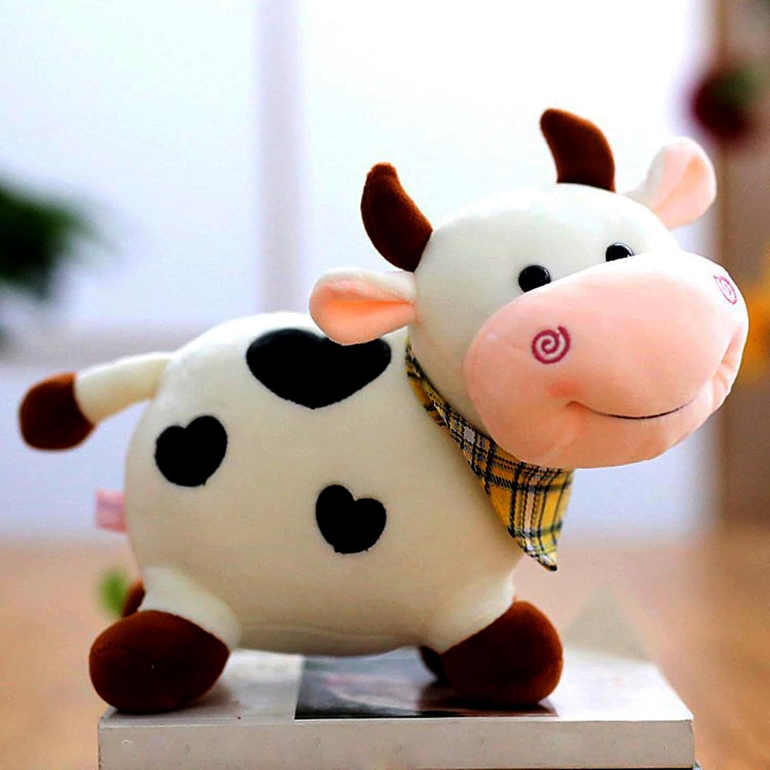 Vaca de peluche lindo juguete de vaca de felpa suave para regalo de cumpleaños de niños 10.5 pulgadas vaca peluche juguete