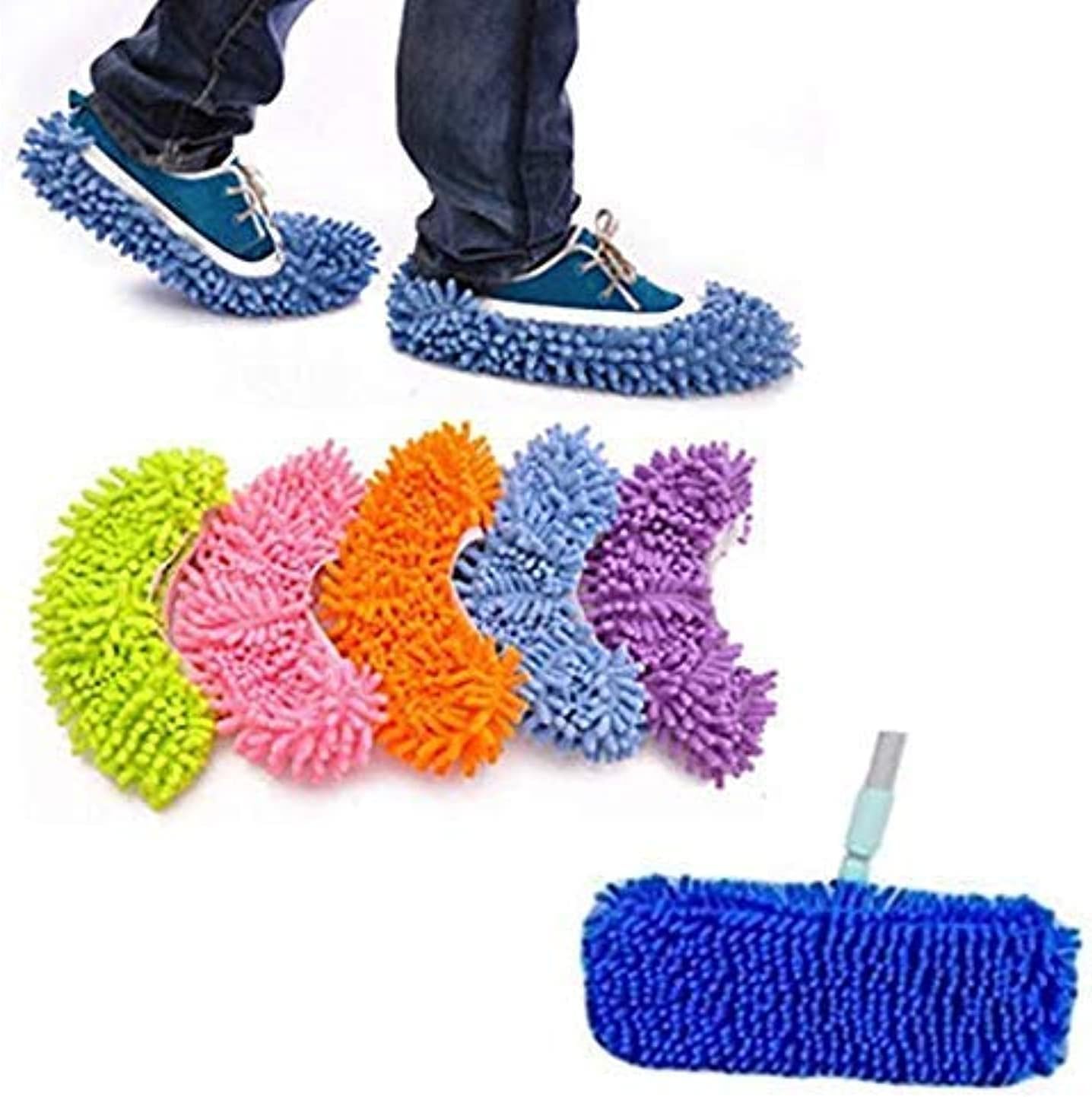 Yueiehe – Juego de 5 pares (10 unidades, multifunción, para quitar el polvo, cubre zapatos, suave, lavable, reutilizable, de microfibra, para pies
