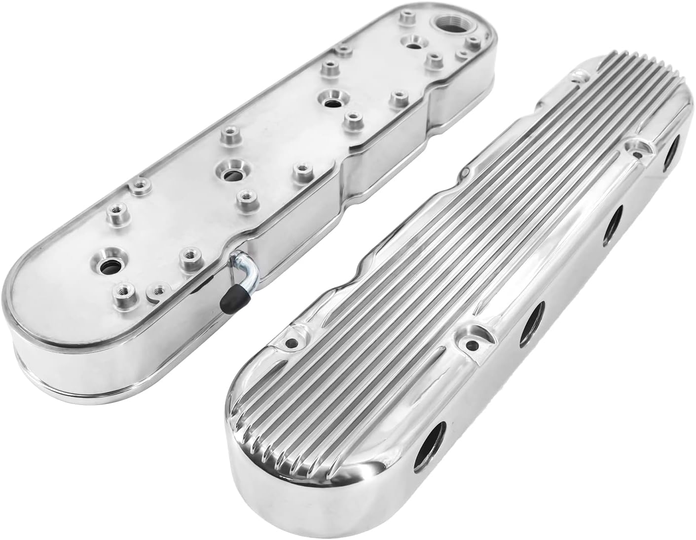 LS – Cubiertas de válvula de aluminio fundido con aletas y soportes de bobina compatibles con Che-vy Small Block SB V8 293 325 376 427 LS1 LS2 LS3
