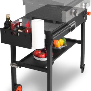 Mesa de parrilla para parrilla Blackstone, mesa de parrilla portátil con cadillo, se adapta a otras parrillas de mesa de 17 o 22 pulgadas, soporte Mesa de parrilla para parrilla Blackstone, mesa de parrilla portátil con cadillo, se adapta a otras parrillas de mesa de 17 o 22 pulgadas, soporte