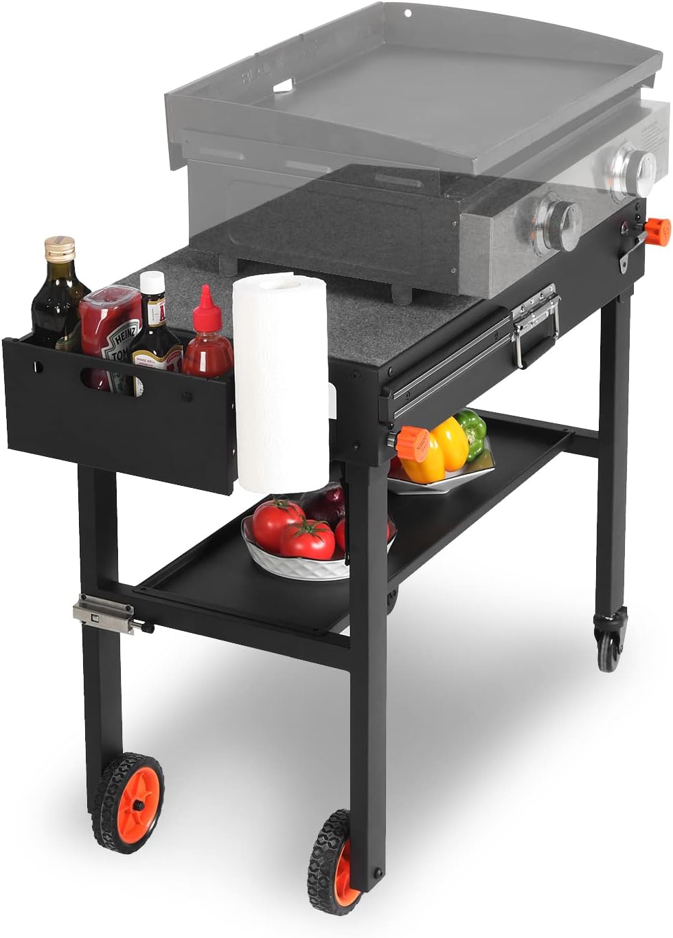 Mesa de parrilla para parrilla Blackstone, mesa de parrilla portátil con cadillo, se adapta a otras parrillas de mesa de 17 o 22 pulgadas, soporte