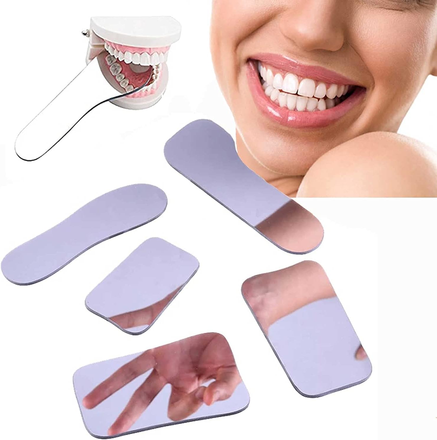 Espejo oral Dental Reflector de dos caras Fotográfico Titanio Espejo intraoral de vidrio (5 unidades)