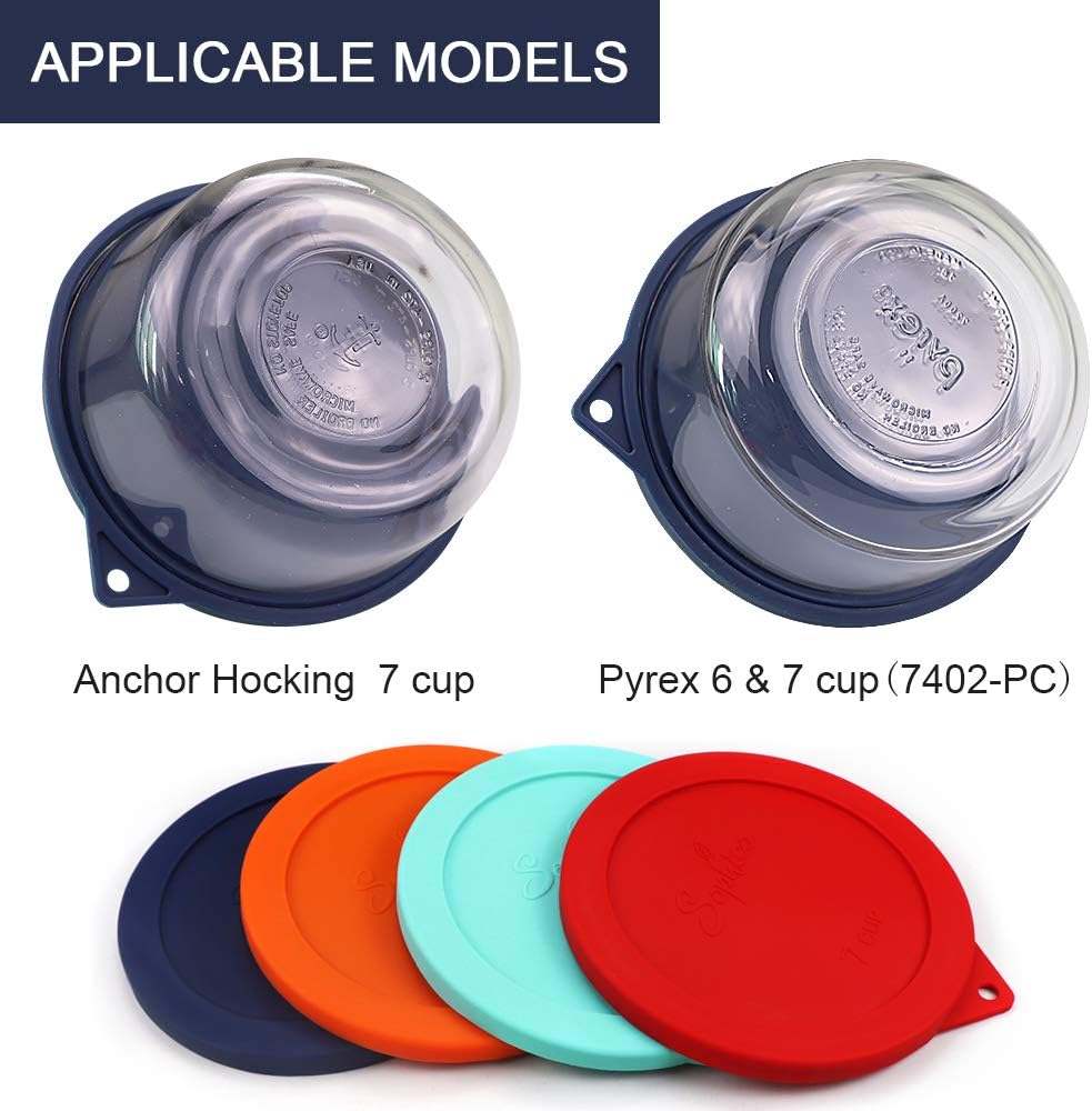 Sophico Tapas redondas de silicona de repuesto para Anchor Hocking y Pyrex 7402-PC 67 tazas de vidrio (recipiente no incluido) (azul marino, 1