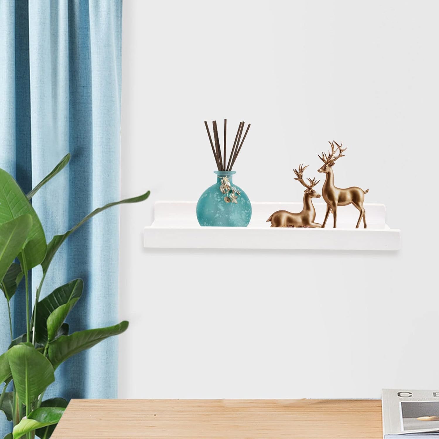 Zerodeko Soporte de TV versátil flotante estante de pared de metal con borde decorativo para colección de libros para el hogar, cocina, dormitorio,
