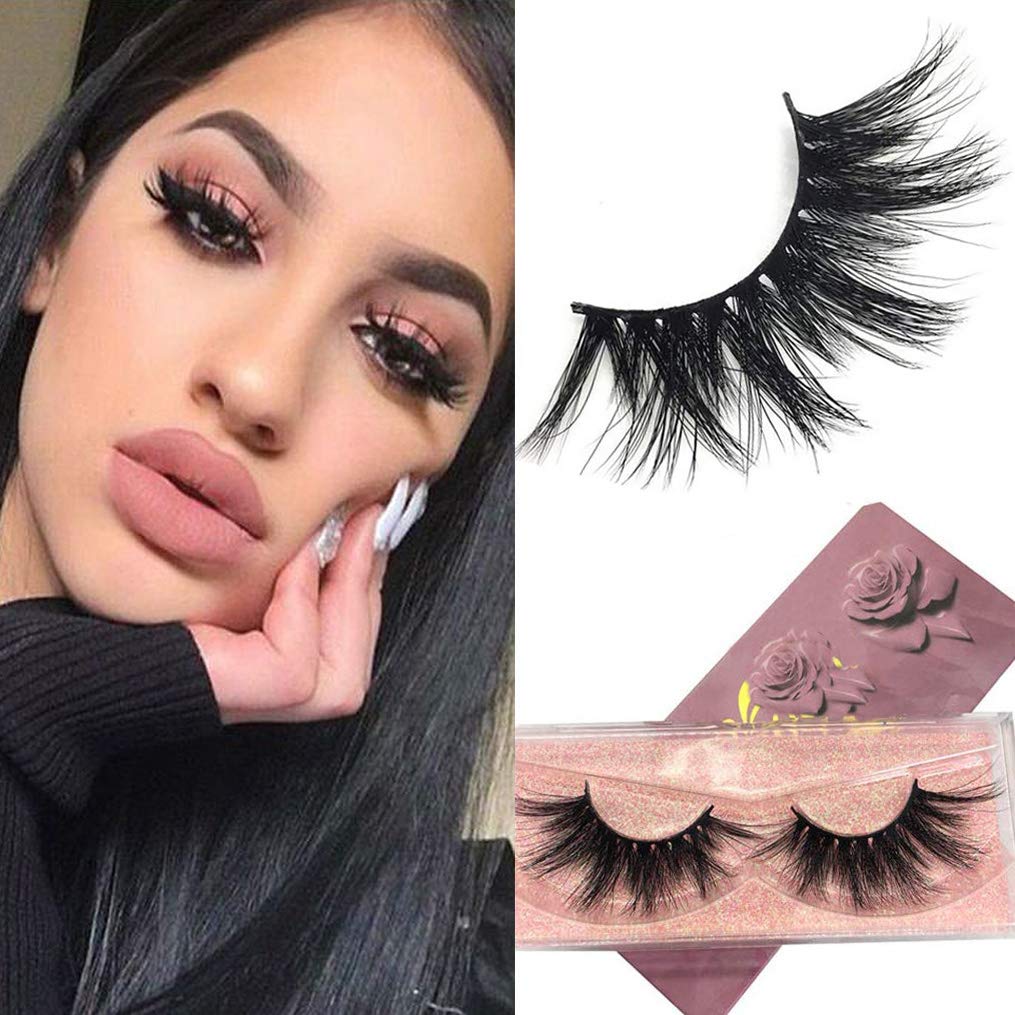 GOO GOO Pestañas postizas de visón 3D, pestañas postizas de 0.98 pulgadas, dramáticas pestañas largas de visón siberiano, efecto natural en capas,