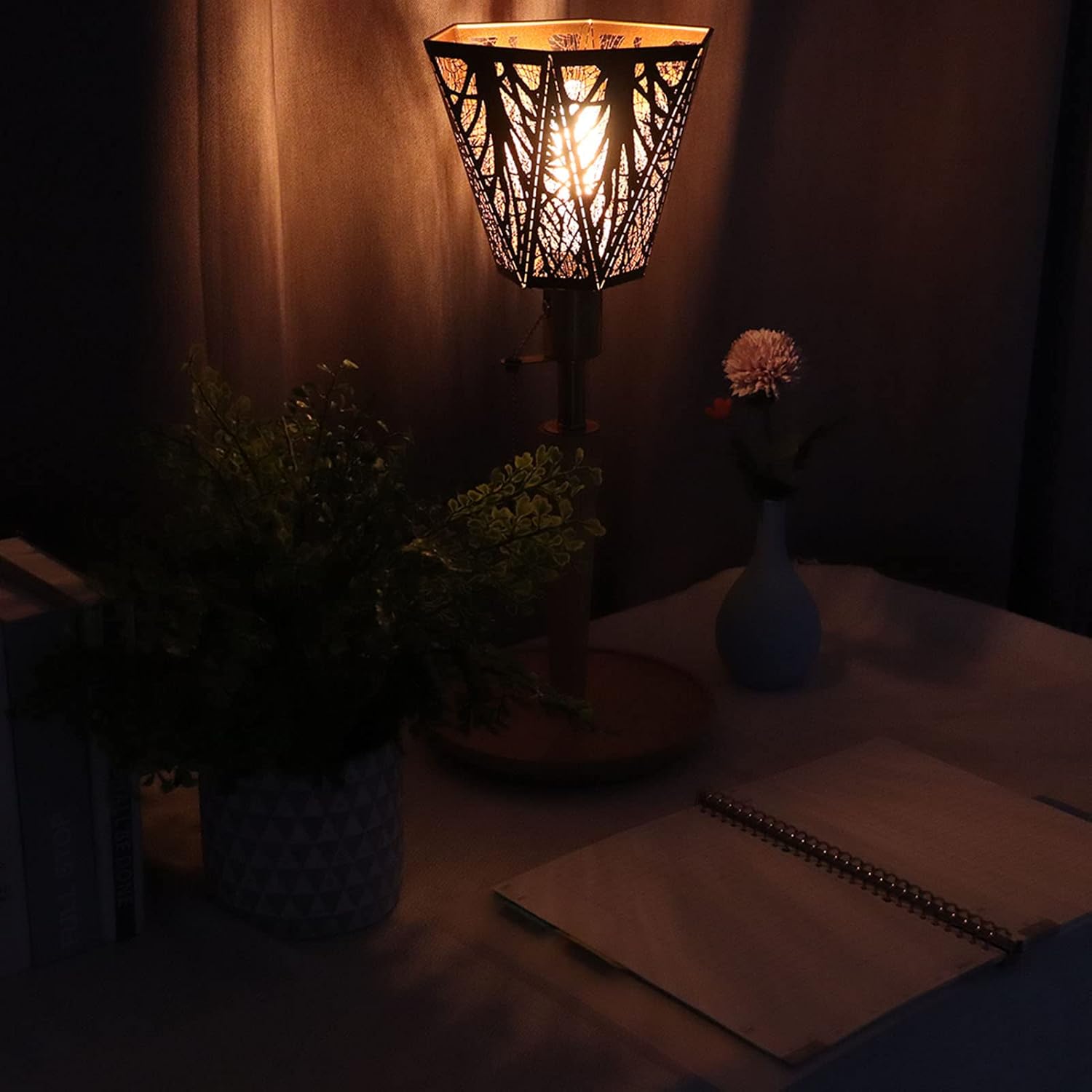 Pantalla de lámpara E27 E26, pantalla de escritorio de metal con patrón de hierro para lámpara de mesa y luz de pie