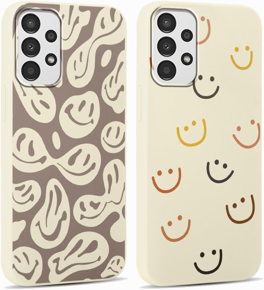 RUMDEY Paquete de 2 fundas de teléfono para Samsung Galaxy A32 5G de 6.5 pulgadas, diseño de sonrisa linda, silicona suave, delgada, TPU, a prueba