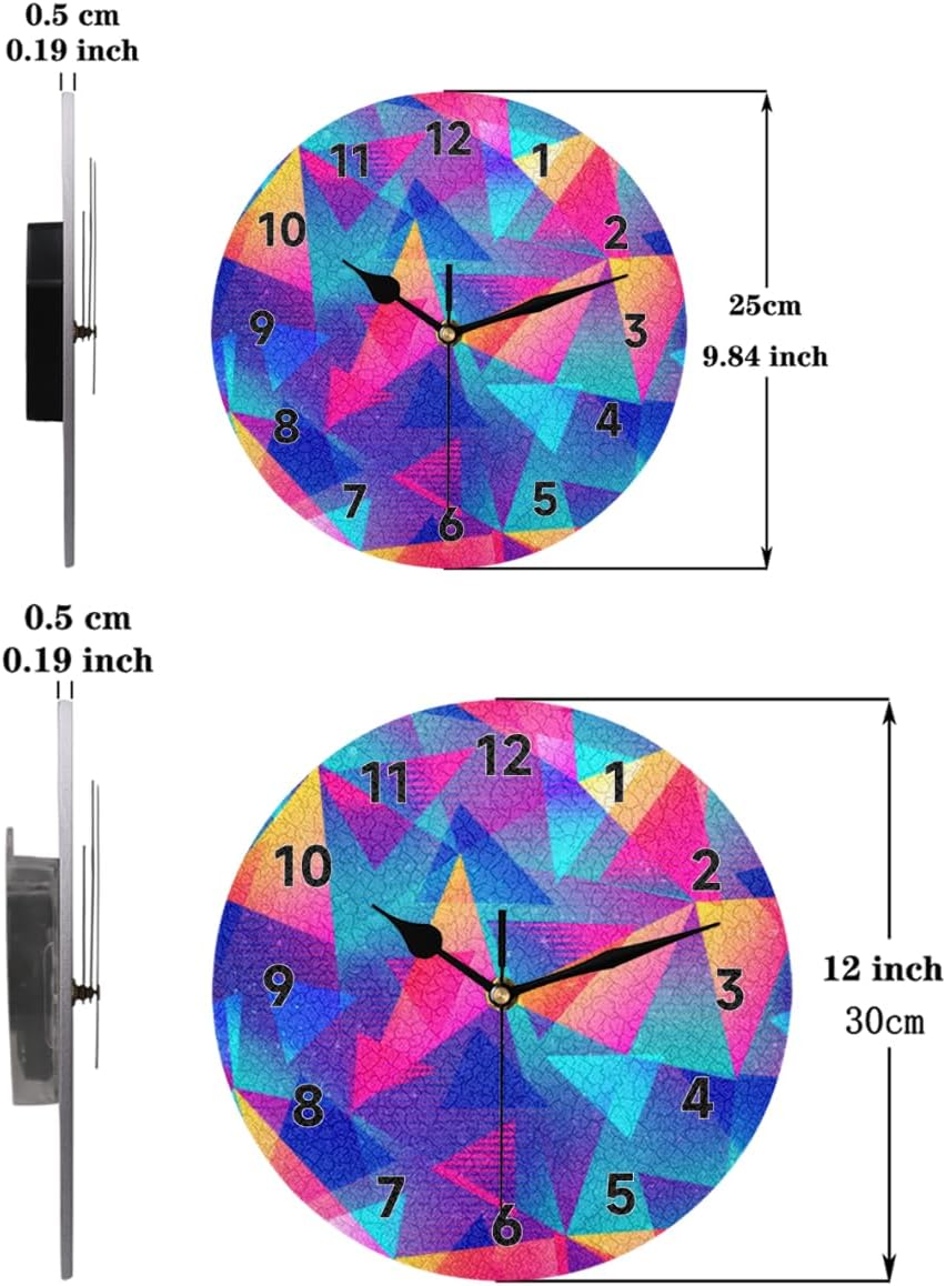 Reloj de pared con diseño de arco iris geométrico, silencioso, redondo, funciona con pilas, decoración moderna del hogar para sala de estar,
