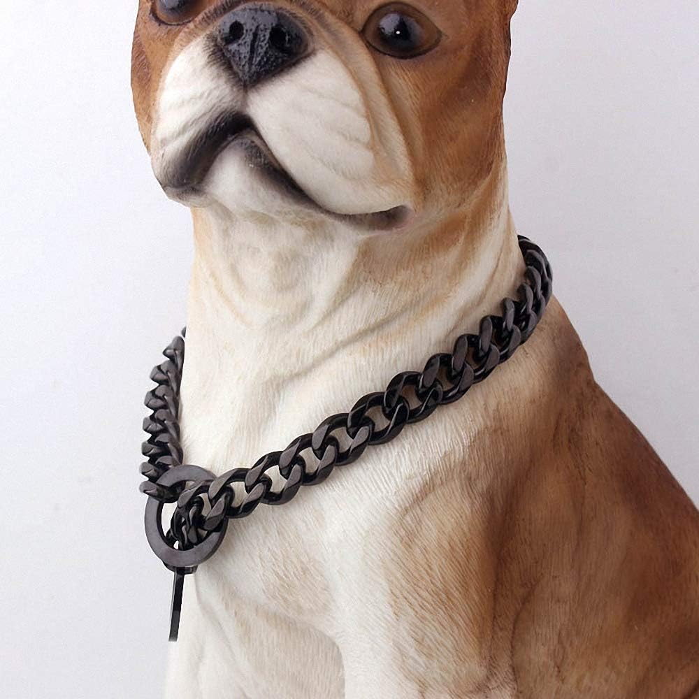 Collar de acero inoxidable dorado fuerte de 0.591 in para perros grandes, collar de cadena de estrangulamiento para perros grandes, Pitbull Bulldog,